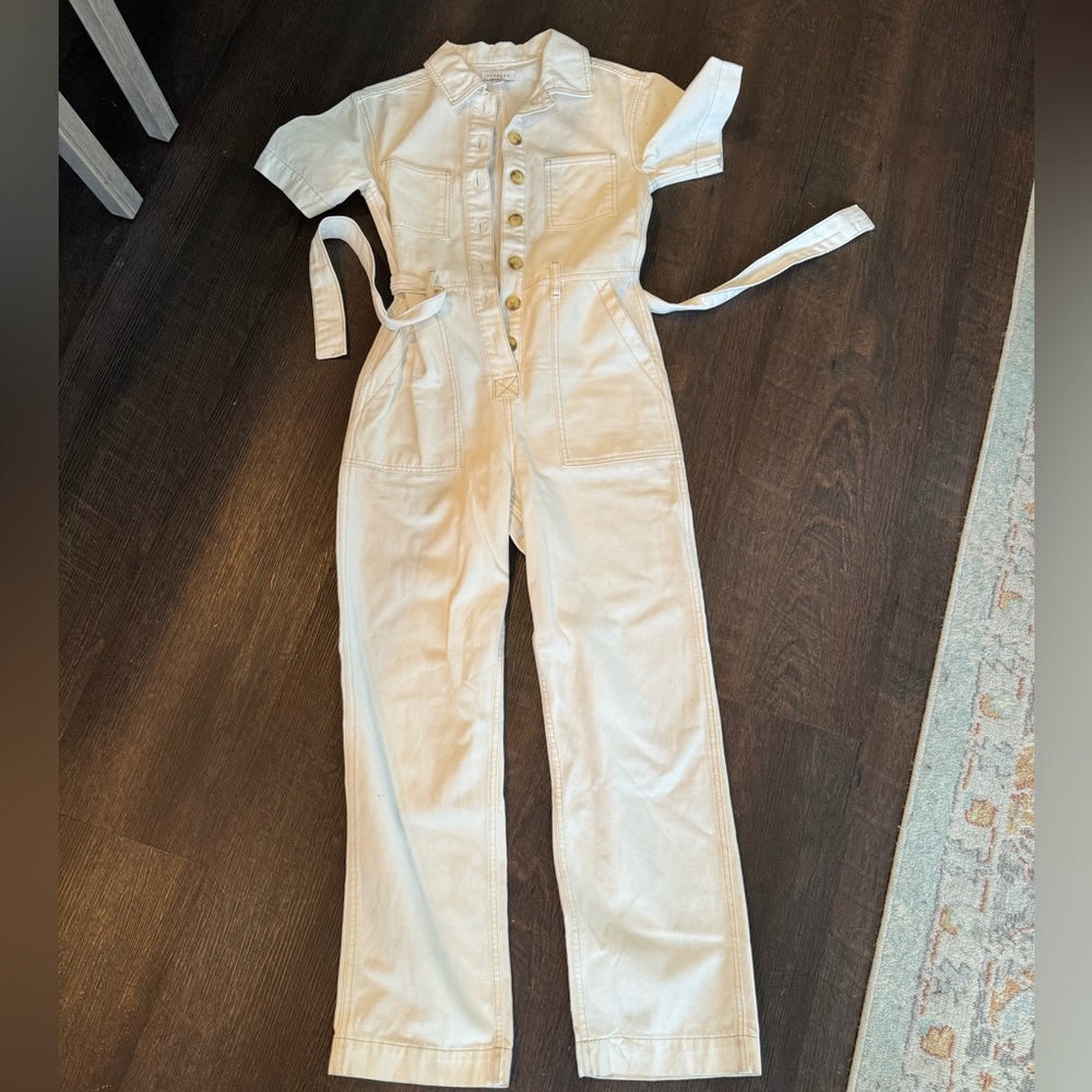 TopShop Cream Denim jumpsuit